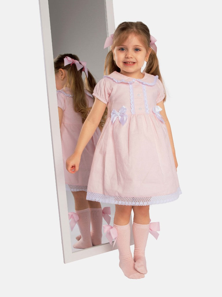 Baby Girl Brianna Collection Baby Pink Spanish Dress with Bows