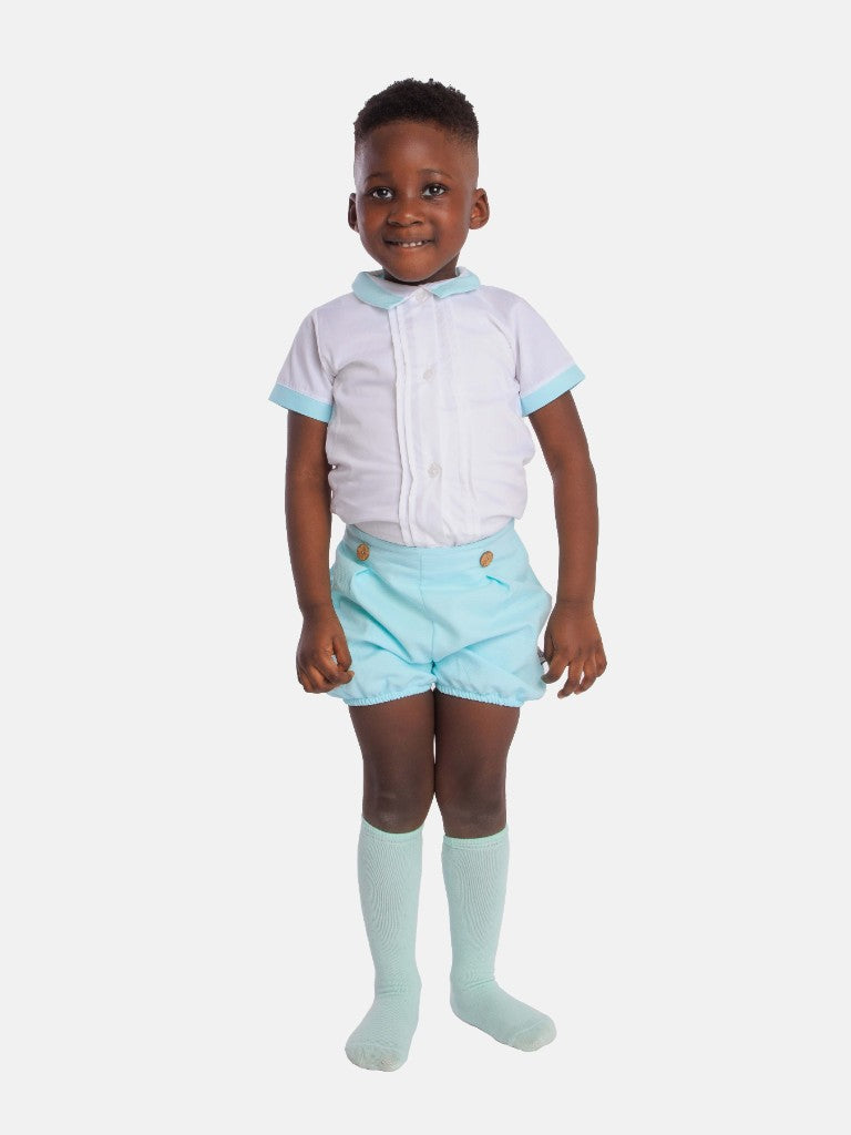 Baby Boy Kevin Collection Spanish 2-Piece Romper Set - Aqua Blue