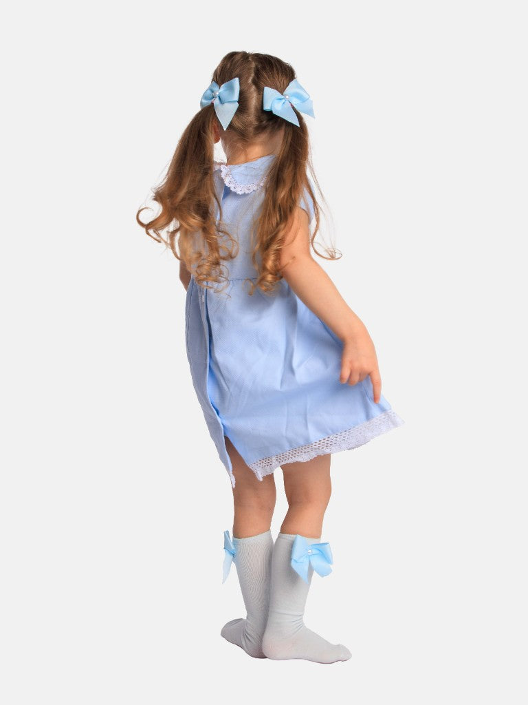 Baby Girl Brianna Collection Spanish Dress with Bows - Baby Blue