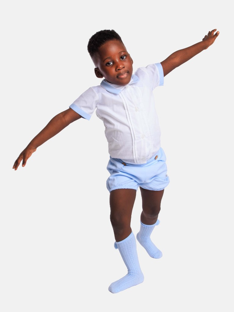 Baby Boy Kevin Collection Spanish 2-Piece Romper Set - Baby Blue