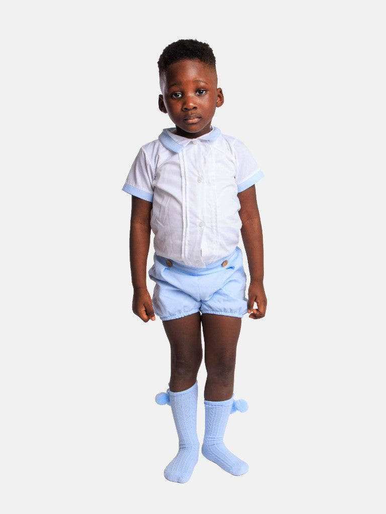Baby Boy Kevin Collection Spanish 2-Piece Romper Set - Baby Blue