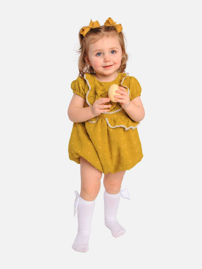 Baby Girl Ema Collection Spanish Romper - Mustard Yellow