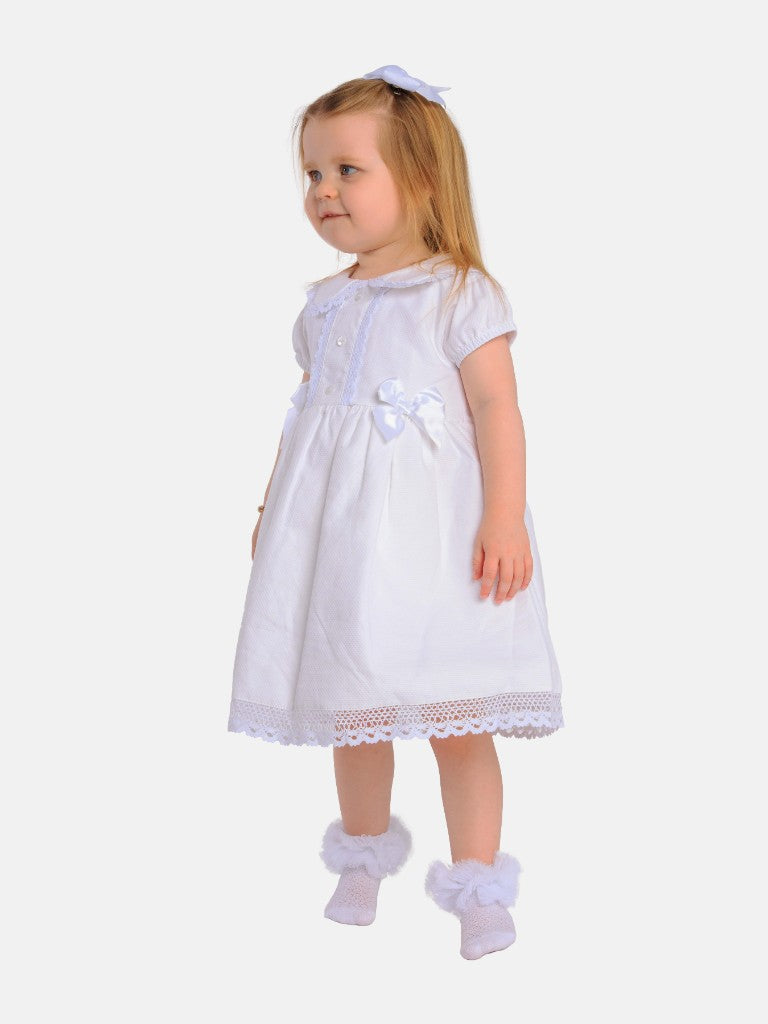 Baby Girl Brianna Collection White Spanish Dress with Bows