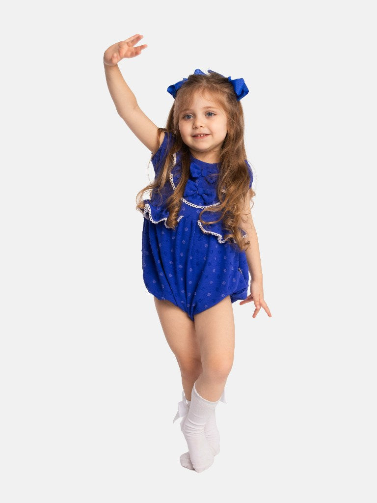 Baby Girl Ema Collection Spanish Romper-Royal Blue