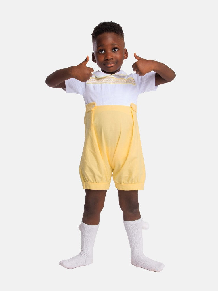 Baby Boy Noel Collection Spanish - All in One Romper - Lemon Yellow
