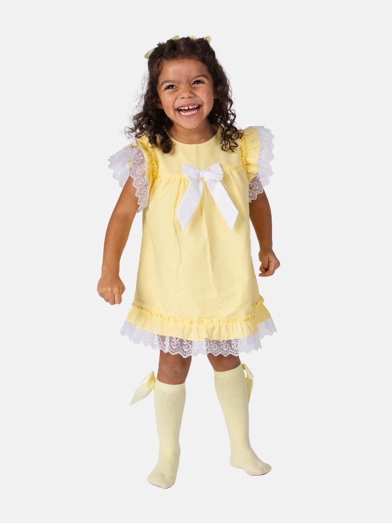 Baby Girl Rina Collection Spanish Dresses Set with Bows-Yellow