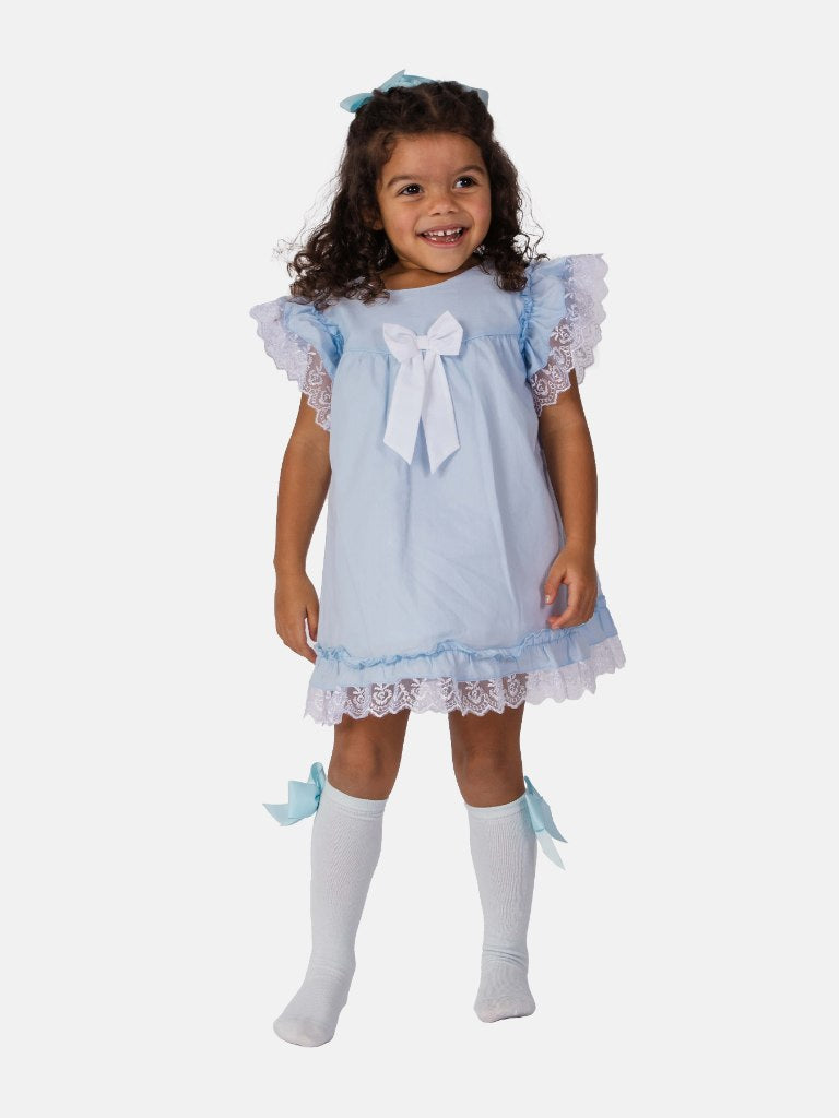 Baby Girl Rina Collection Spanish Dresses Set with Bows-Baby Blue