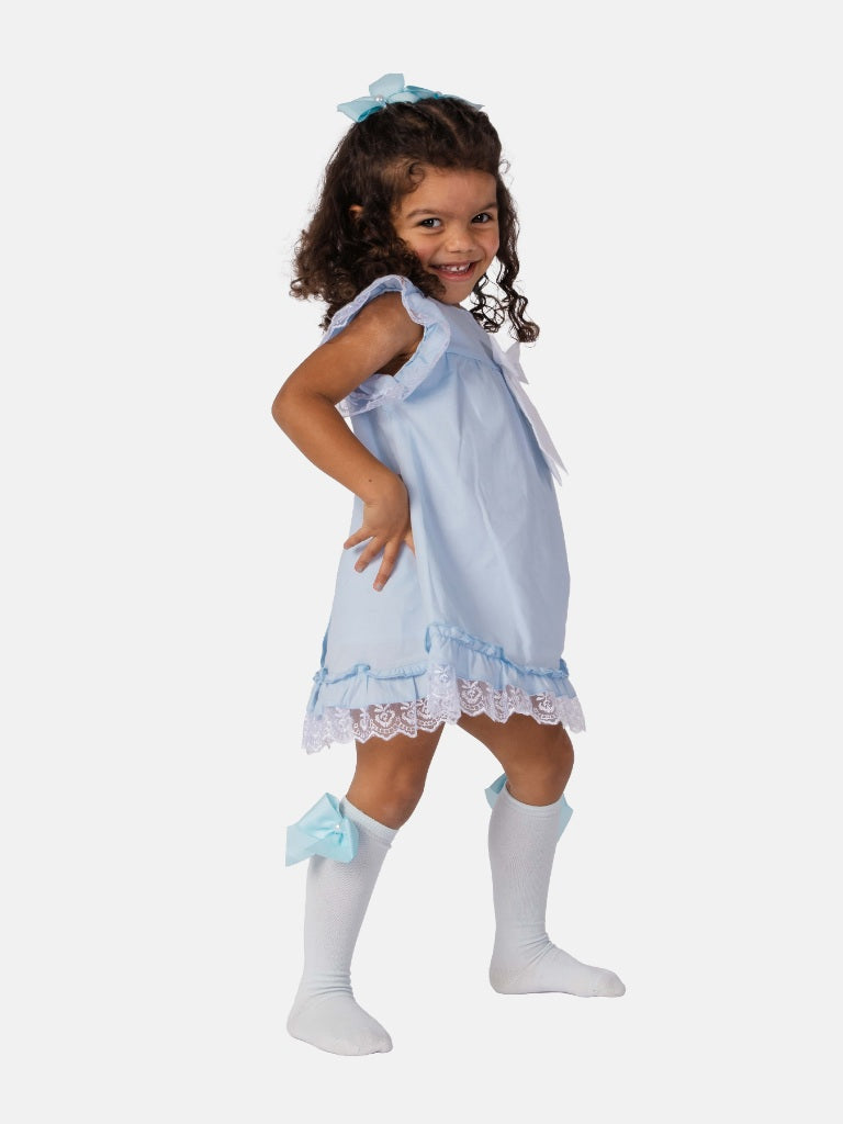 Baby Girl Rina Collection Spanish Dresses Set with Bows - Baby Blue