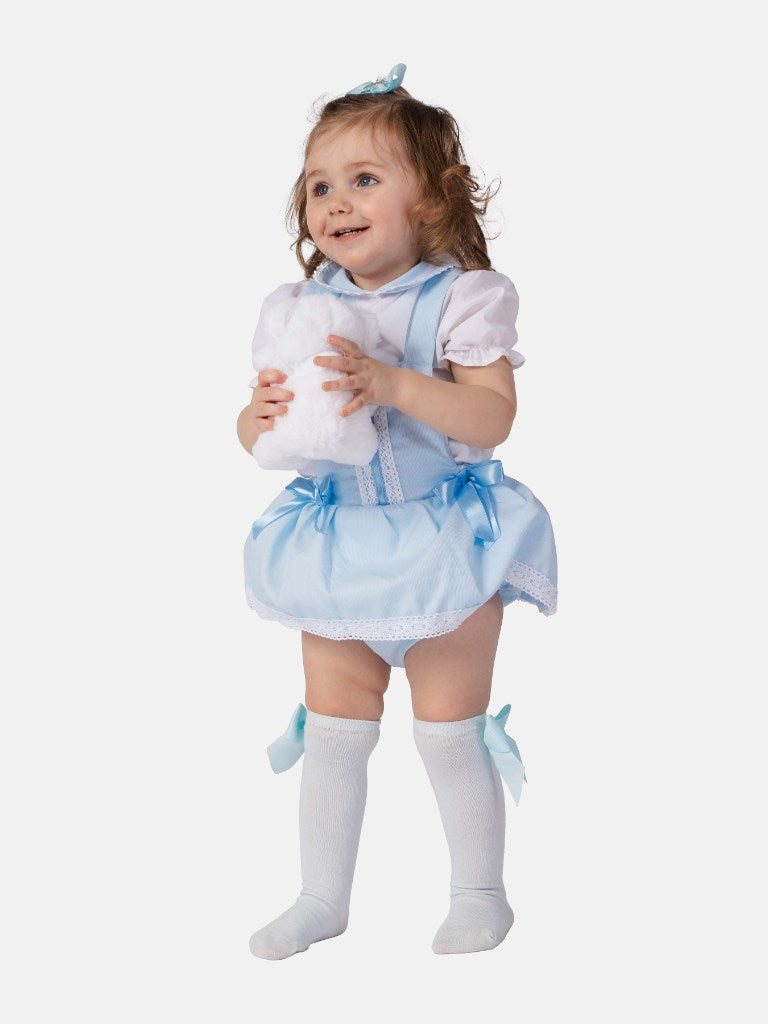 Baby Girl Vera Collection Spanish Romper Set with Bows - Baby Blue