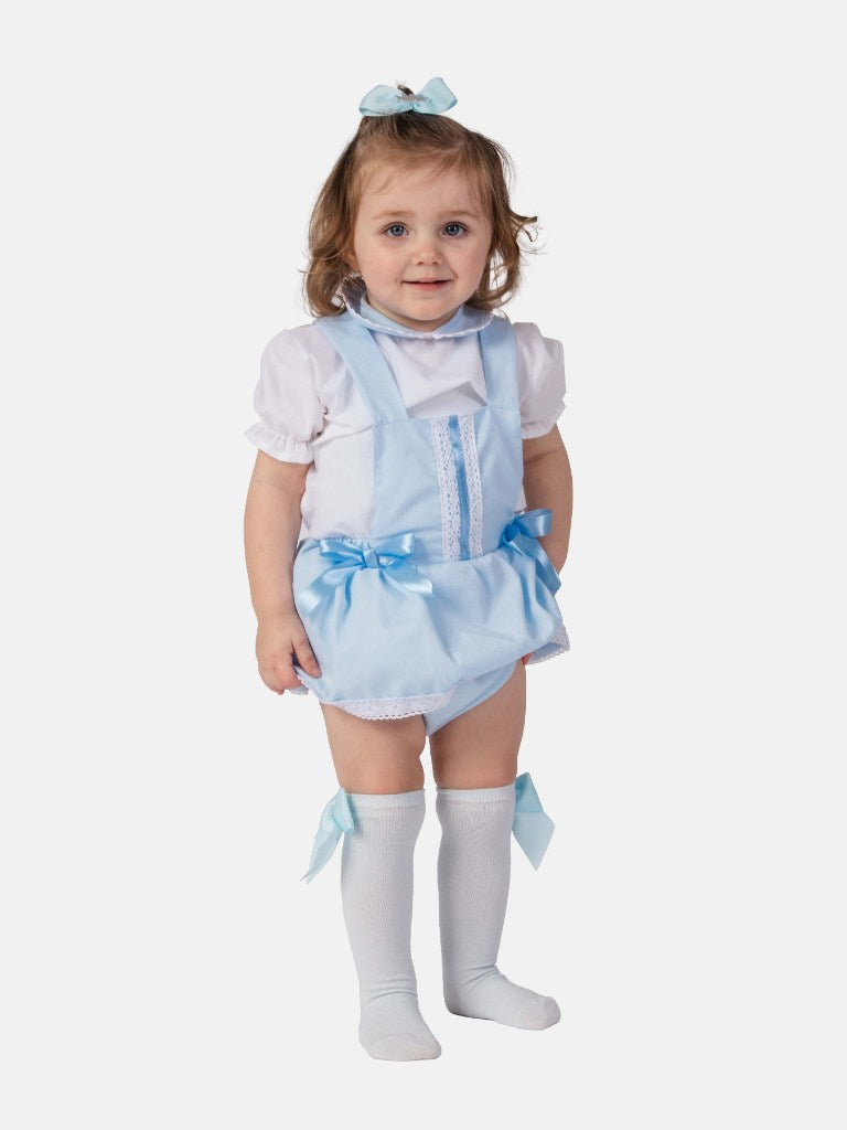 Baby Girl Vera Collection Baby Blue Spanish Romper with Bows