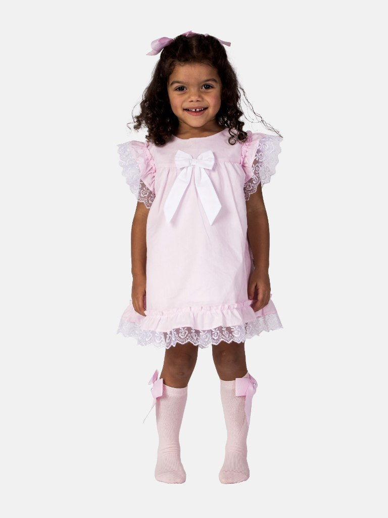 Baby Girl Rina Collection Spanish Dresses Set with Bows - Pink