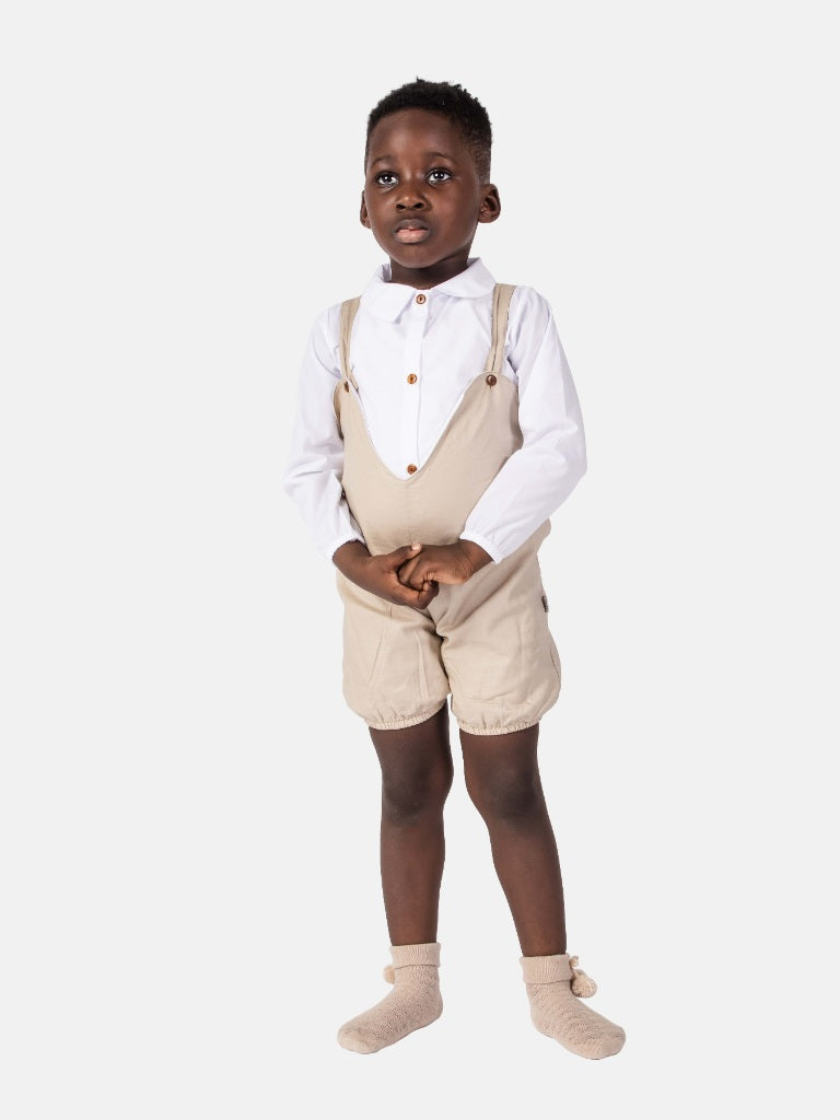 Baby Boy Juan Collection Spanish Romper Set - Beige