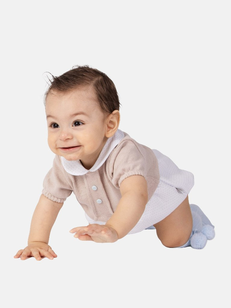 Baby Boy Leon Collection Spanish Romper - Baby Blue