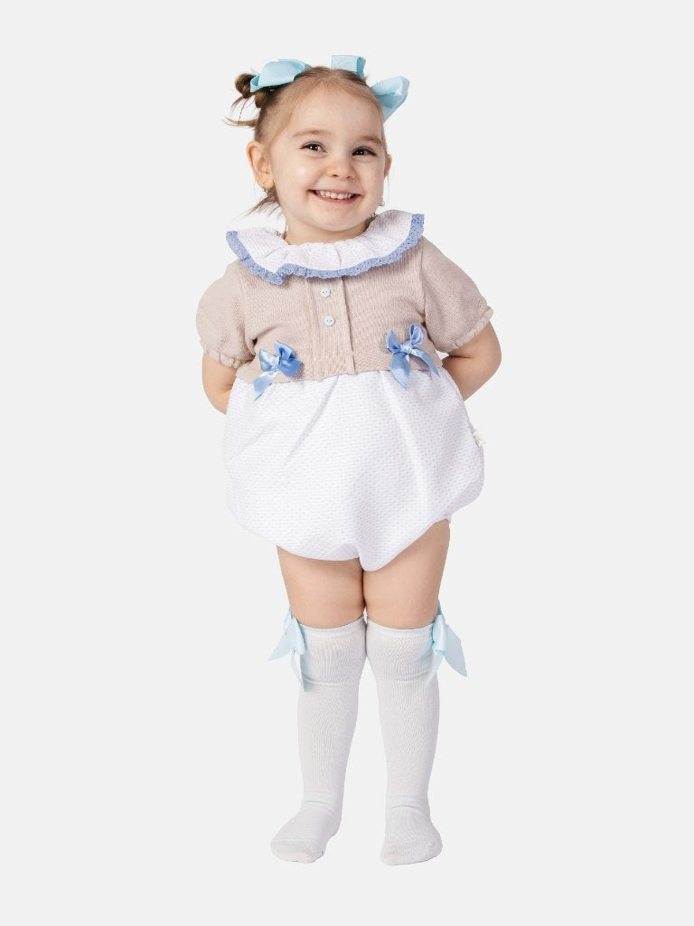 Baby Girl Ines Collection Spanish Romper Set - Baby Blue