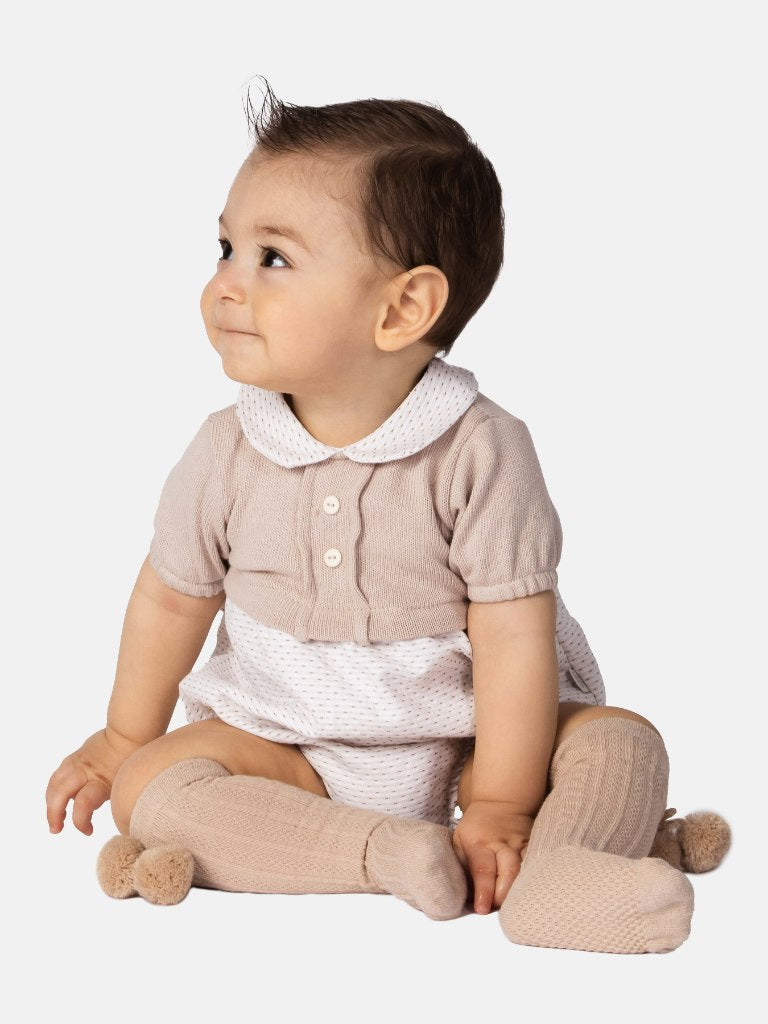 Baby Boy Leon Collection Beige Spanish Romper