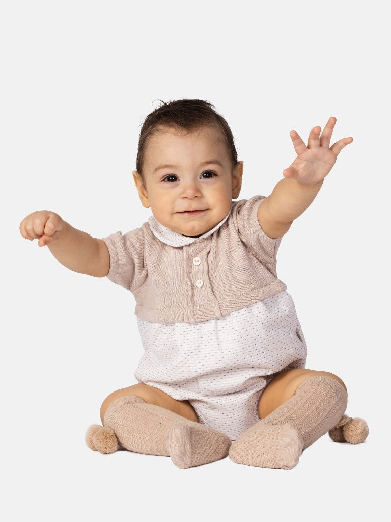 Baby Boy Leon Collection Spanish Romper - Beige
