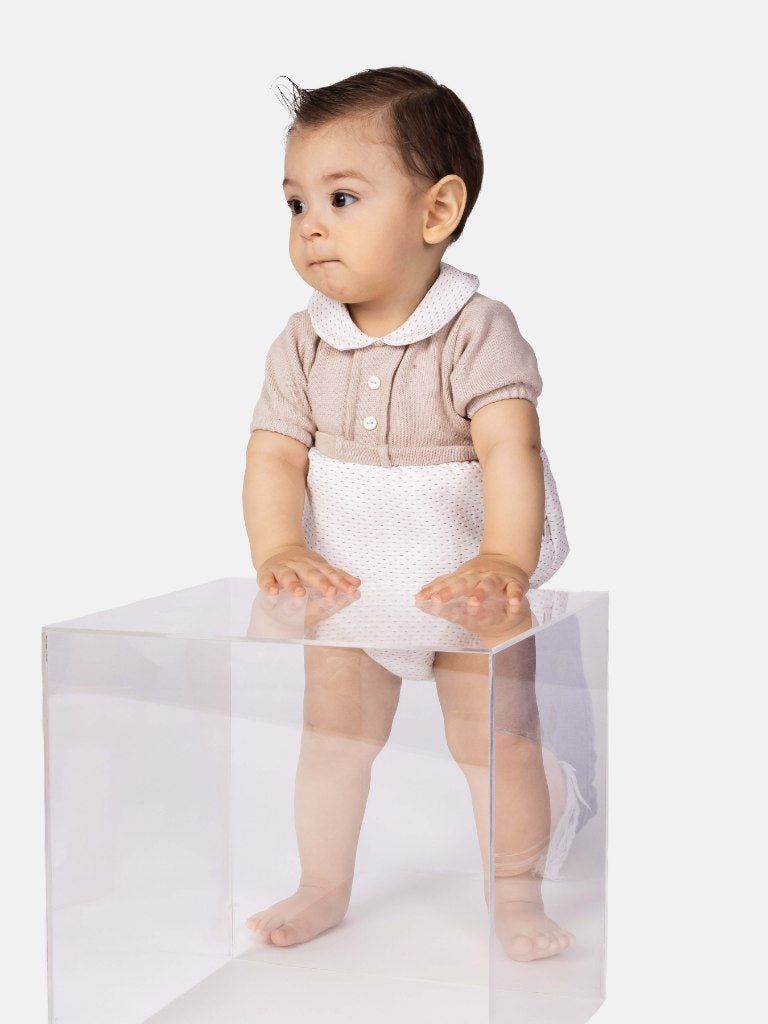 Baby Boy Leon Collection Spanish Romper - Beige