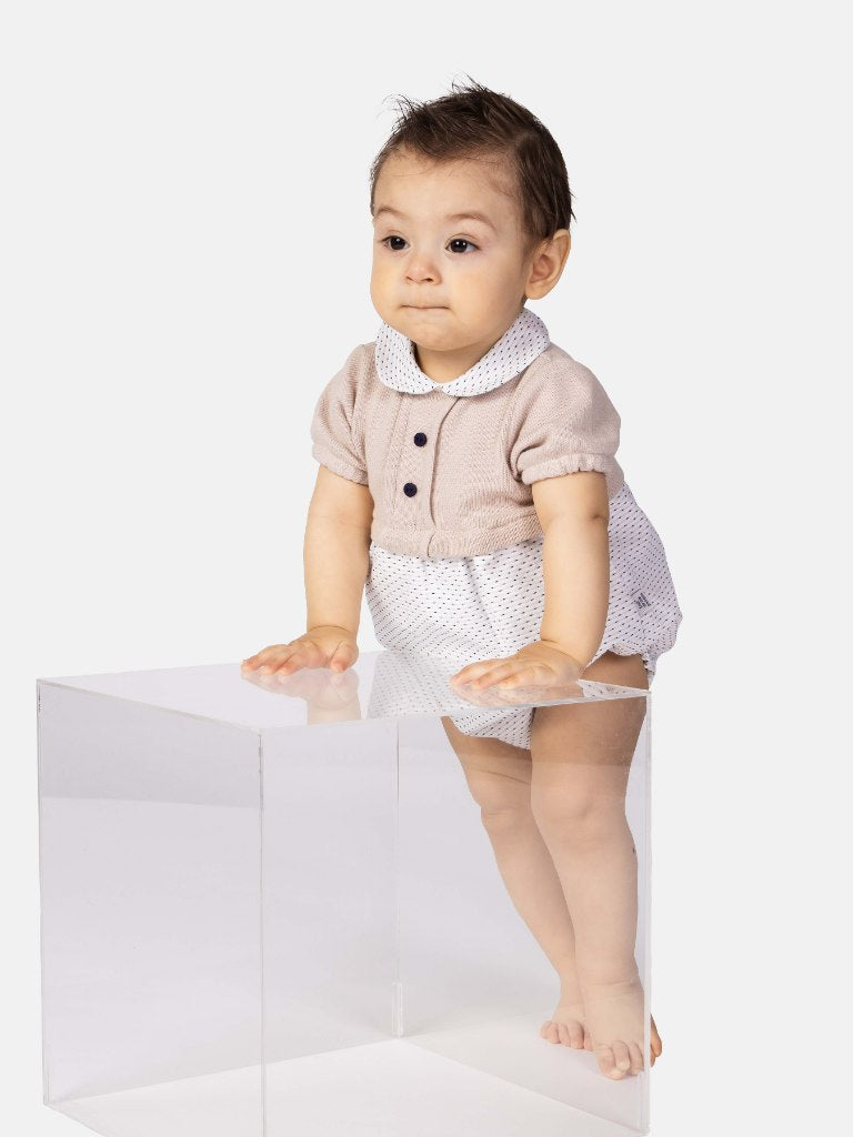 Baby Boy Leon Collection Spanish Romper - Navy Blue
