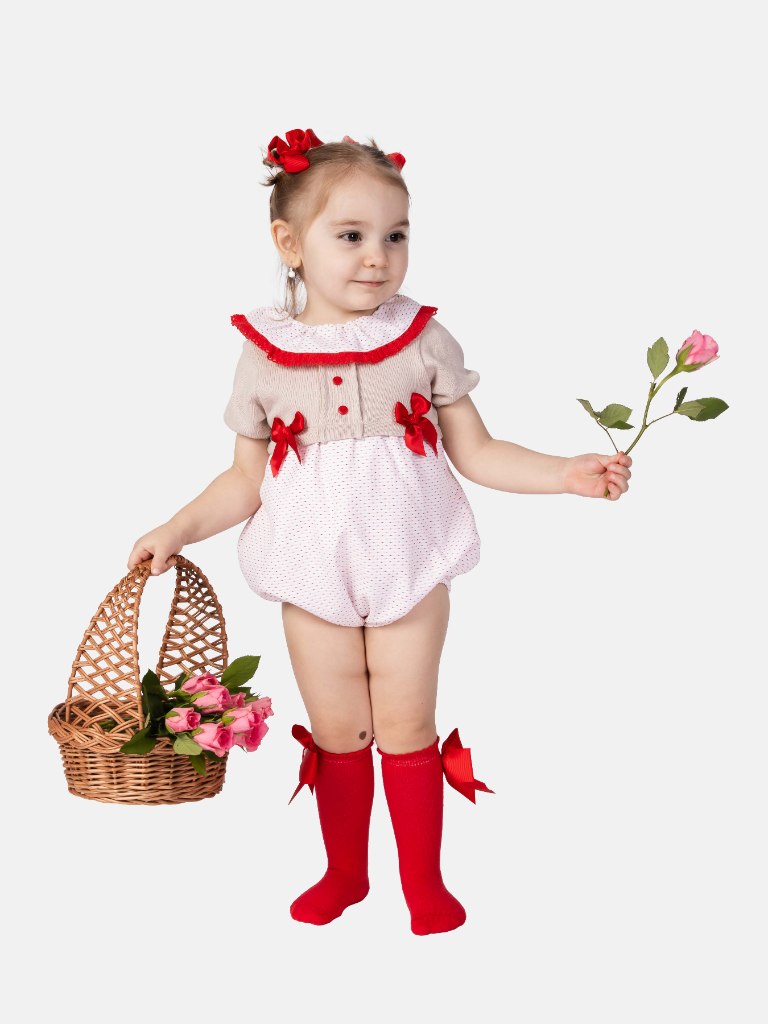 Baby Girl Ines Collection Spanish Romper Set - Red