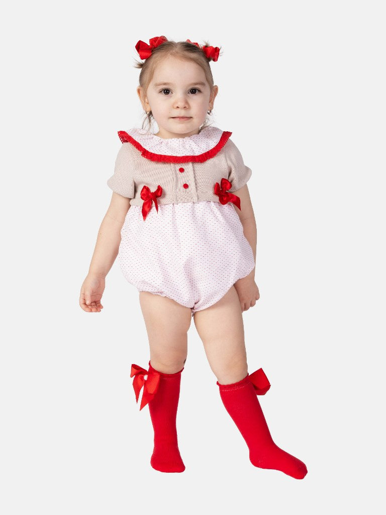 Baby Girl Ines Collection Spanish Romper Set - Red