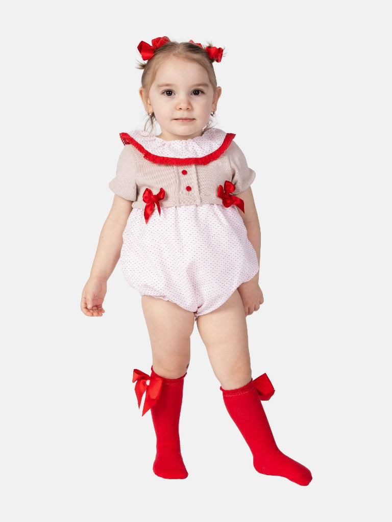 Baby Girl Ines Collection Spanish Romper Set-Red