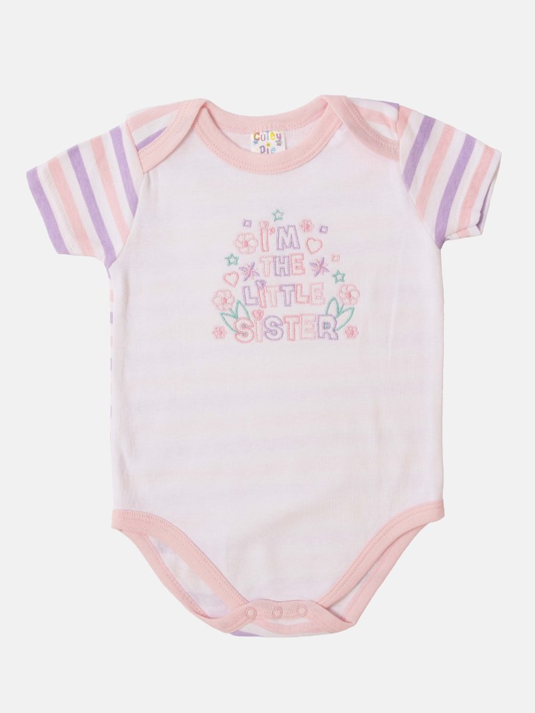 Baby Girl "Little Sister" Watch Me Grow 5-piece Set - White & Baby Pink