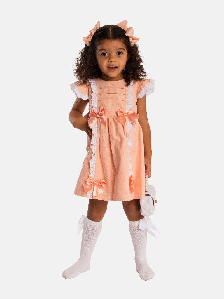 Baby Girl Isabell Collection Spanish Dress - Peach Orange