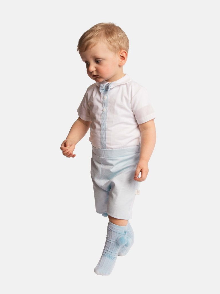 Baby Boy Daisy Collection Spanish Romper Set - Baby Blue