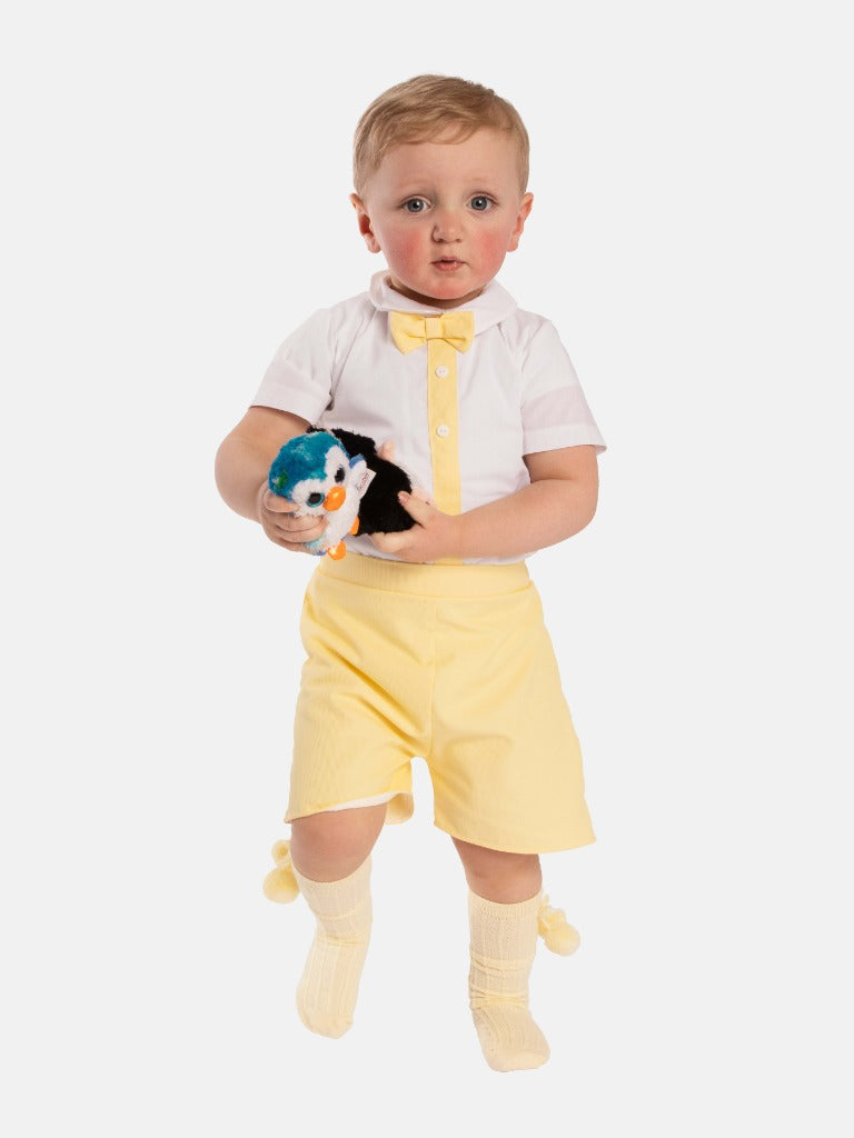 Baby Boy Daisy Collection Spanish Romper Set-Lemon Yellow
