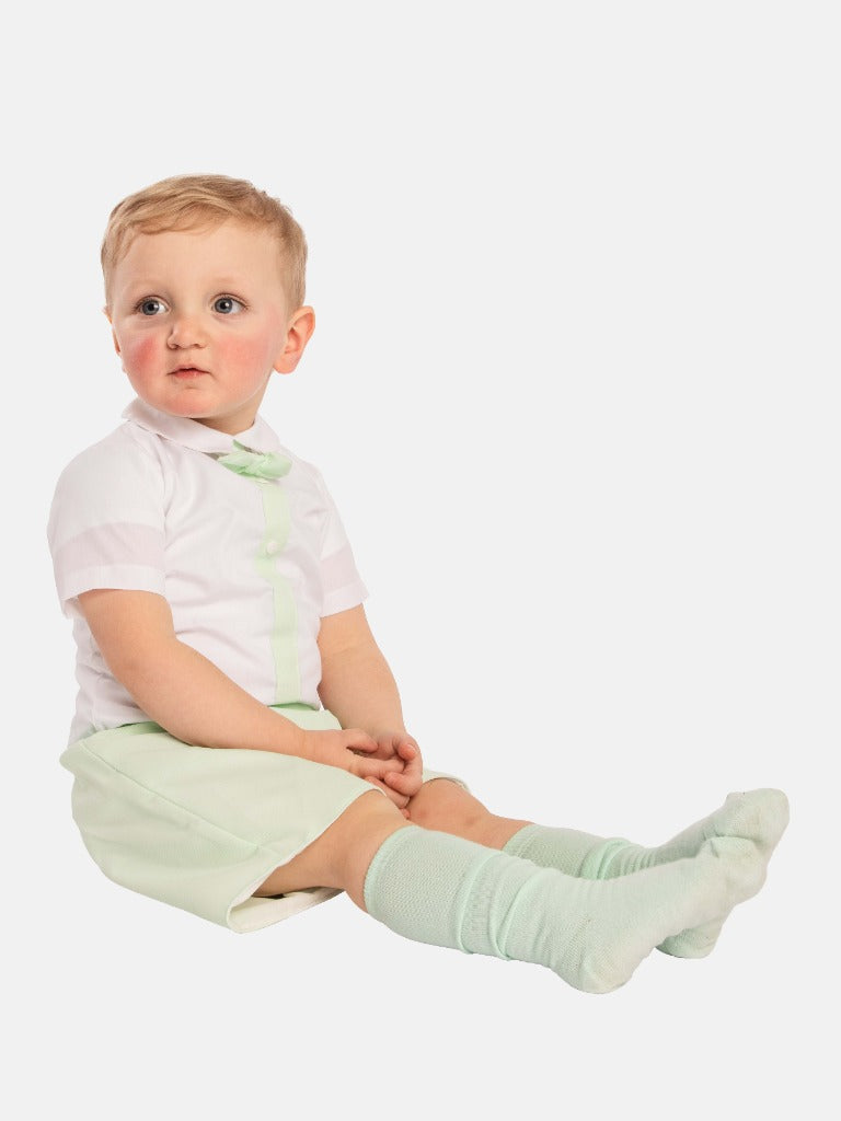 Baby Boy Daisy Collection Spanish Romper Set-Mint Green