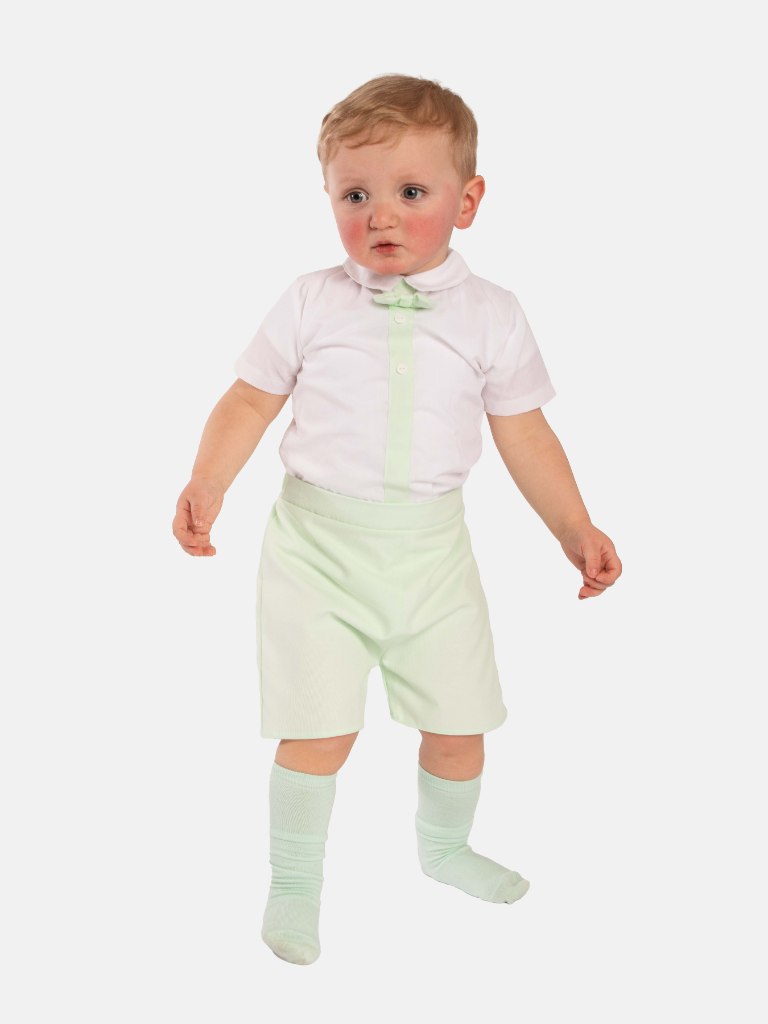 Baby Boy Daisy Collection Spanish Romper Set-Mint Green