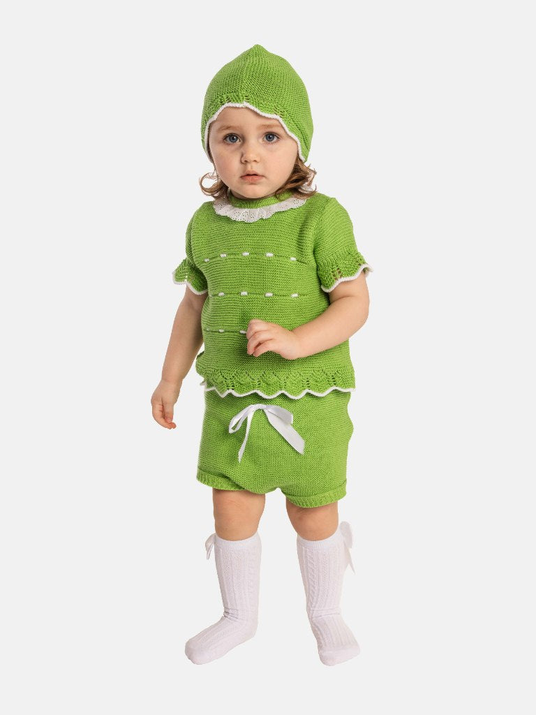 Baby Girl Julia Collection 4-piece Knitted Set- Green