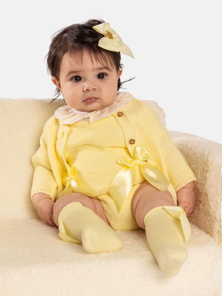 Baby Girl Emmeline Collection 2-piece Knitted Set-Lemon Yellow