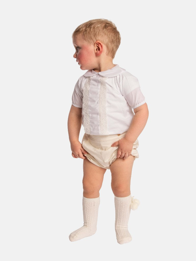 Baby Boy Spanish Ceremony Romper-Cream/Ivory