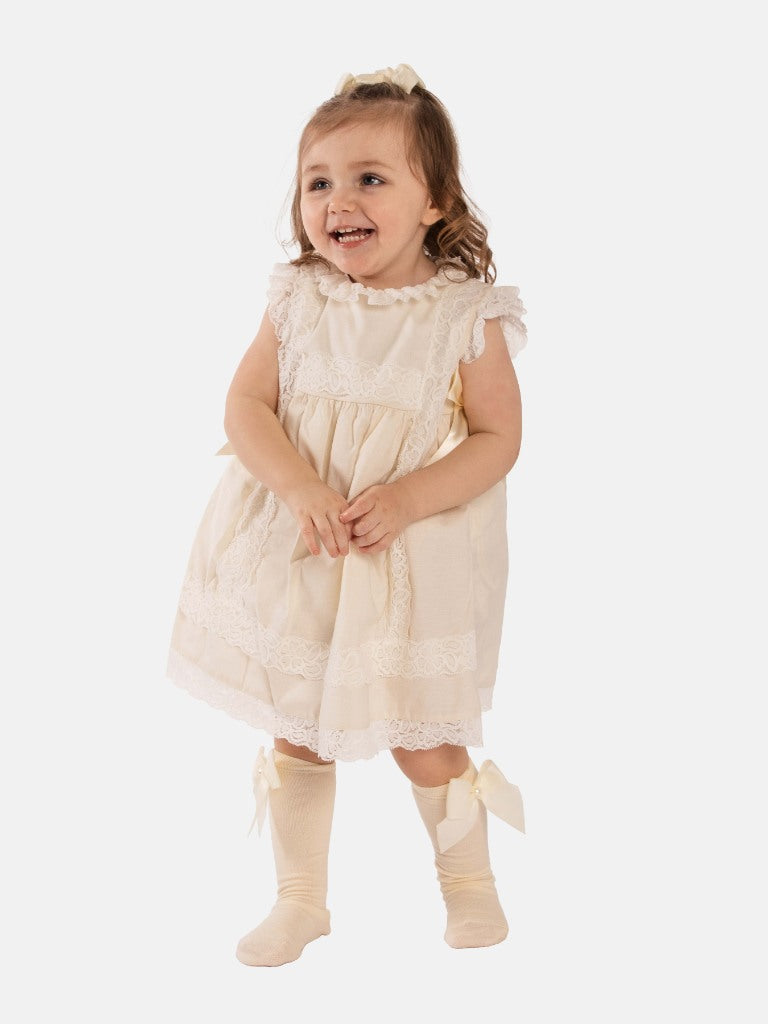 Baby Girl Spanish Ceremony Lace Dress-Cream/Ivory