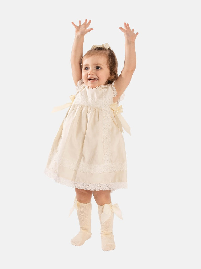 Baby Girl Spanish Ceremony Lace Dress-Cream/Ivory