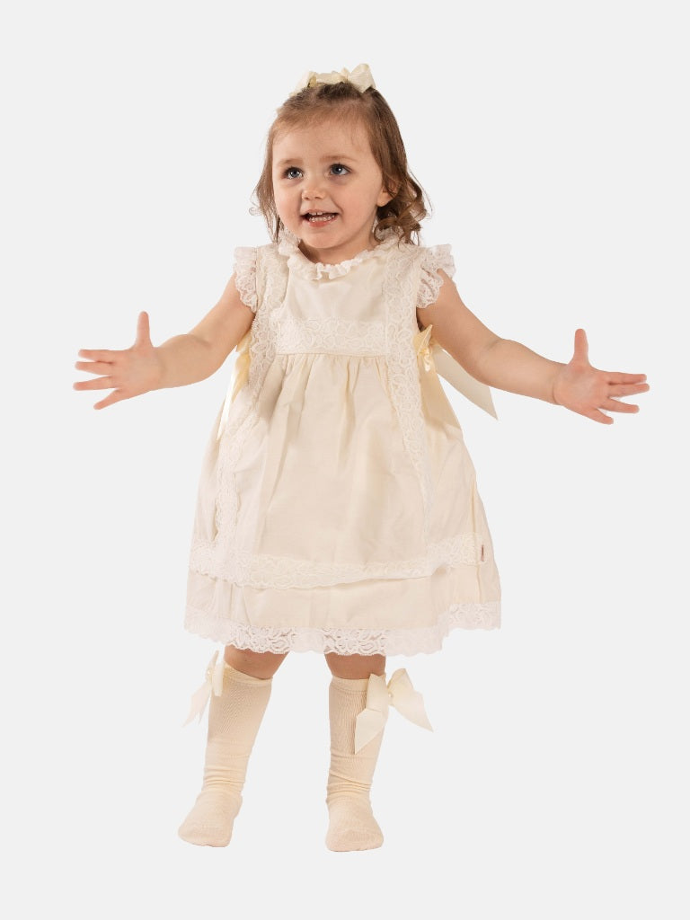 Baby Girl Spanish Ceremony Lace Dress - Cream/Ivory