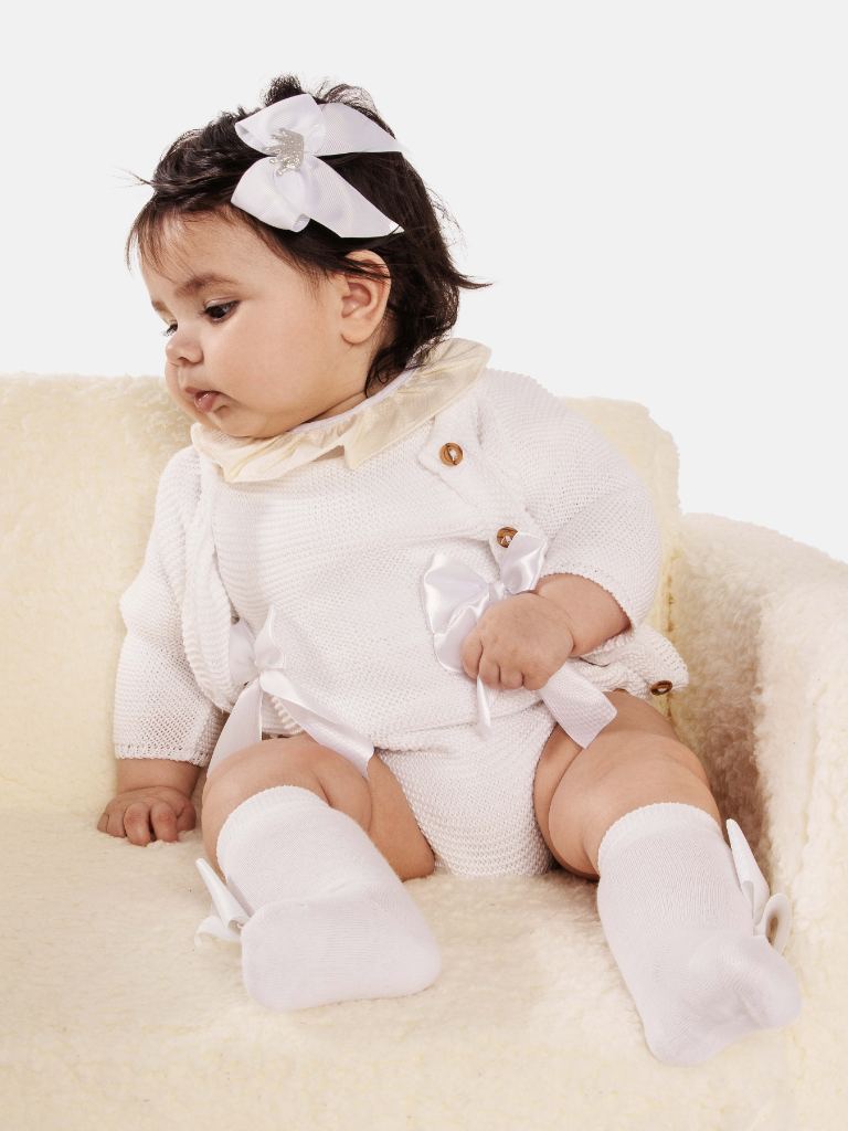 Baby Girl Emmeline Collection 2-piece Knitted Set- White