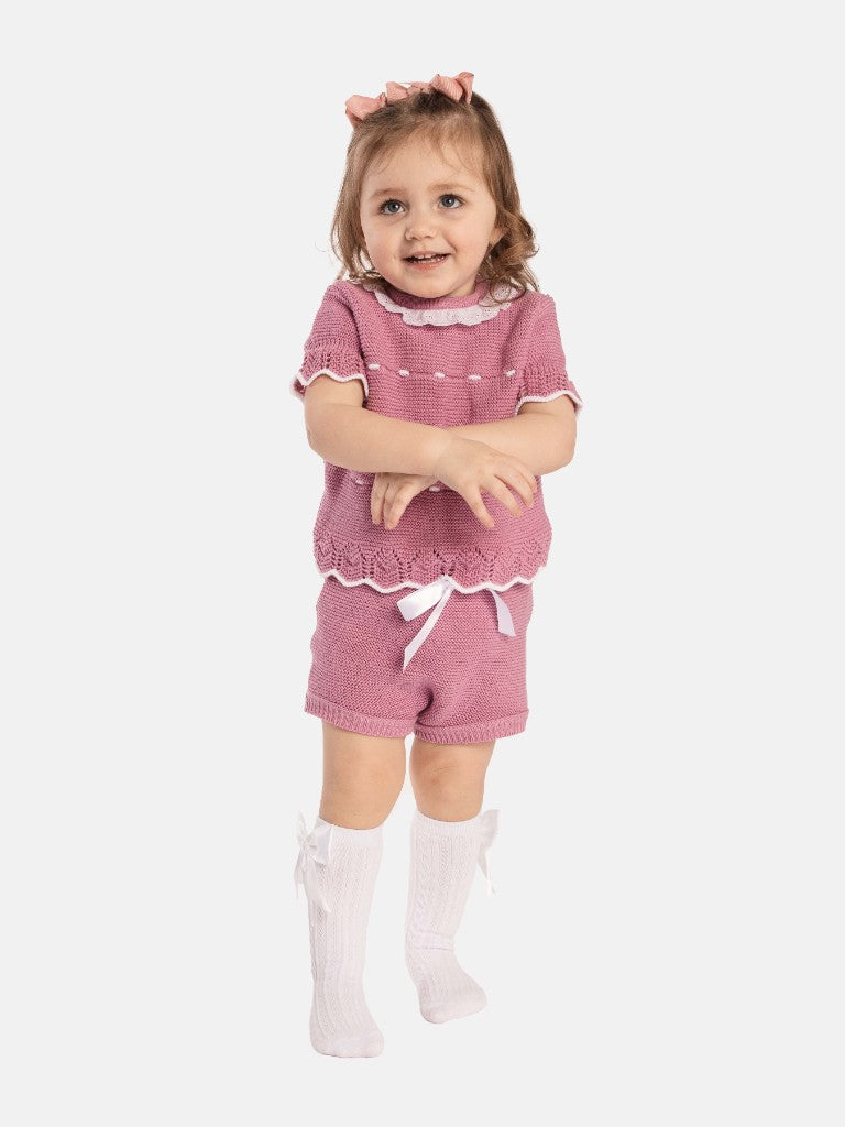 Baby Girl Julia Collection 4-piece Spanish Knitted Set - Lilac Pink