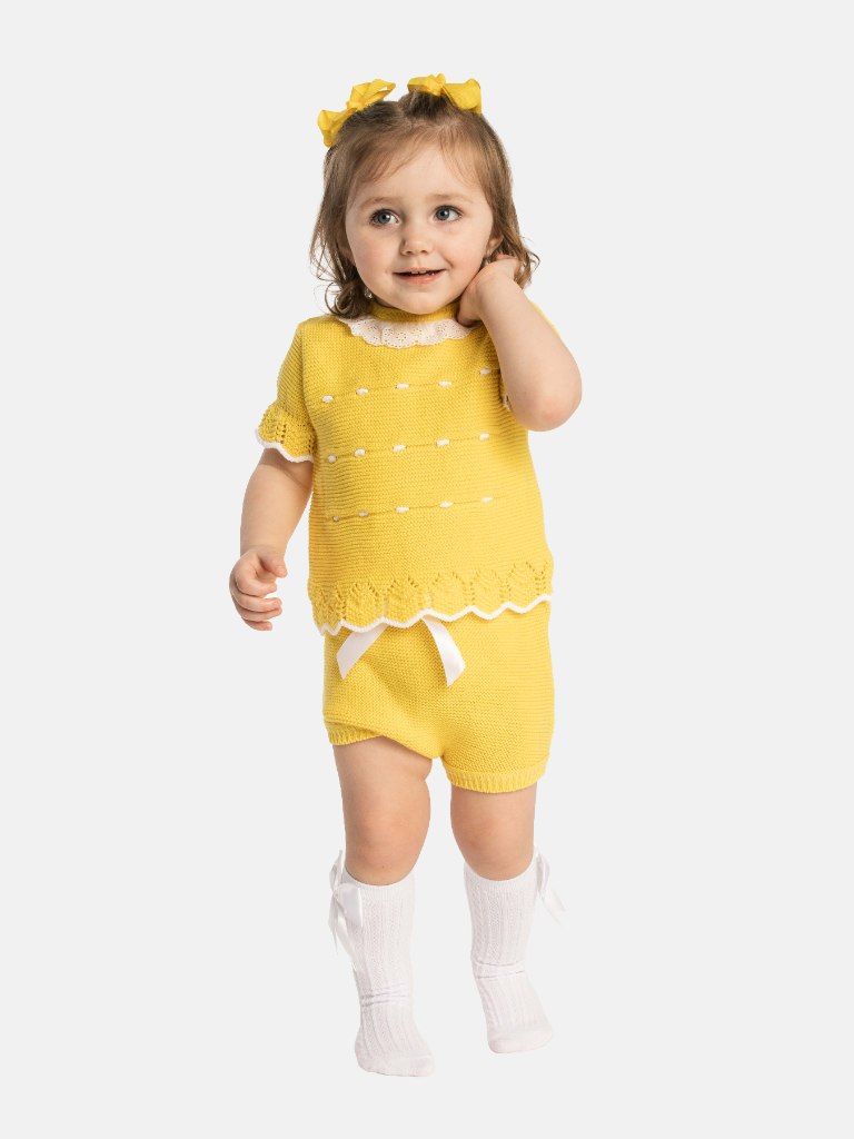 Baby Girl Julia Collection 4-piece Spanish Knitted Set - Yellow