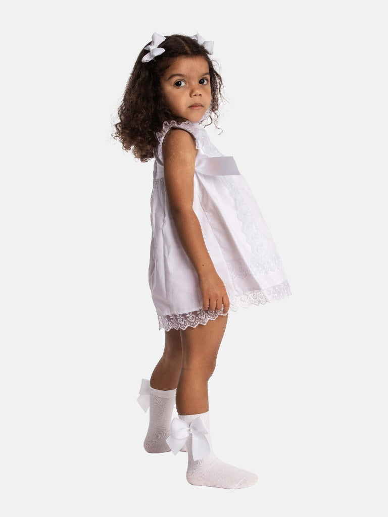 Baby Girl Spanish Ceremony Lace Dress - White