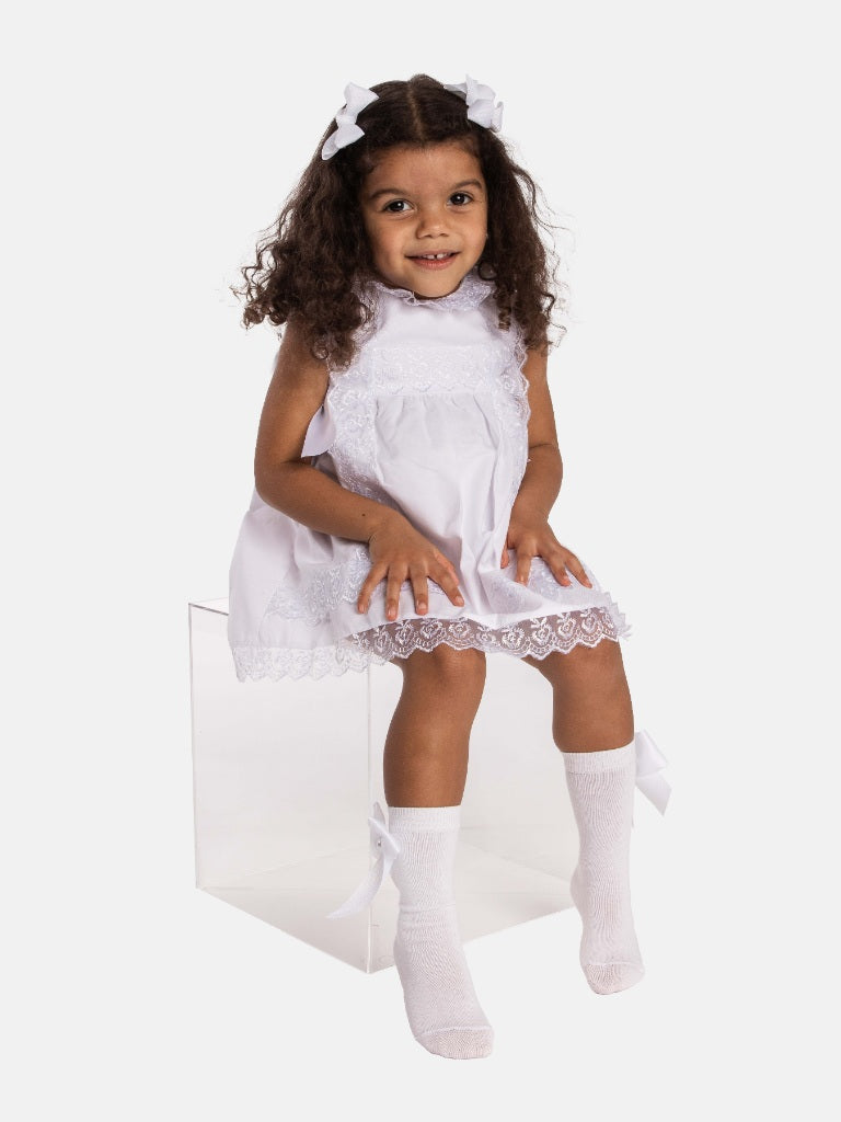 Baby Girl Spanish Ceremony Lace Dress - White
