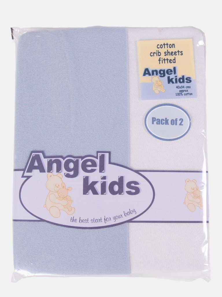 Baby Angel Kids Cotton Fitted Sheets (Pack of 2)-Baby Blue