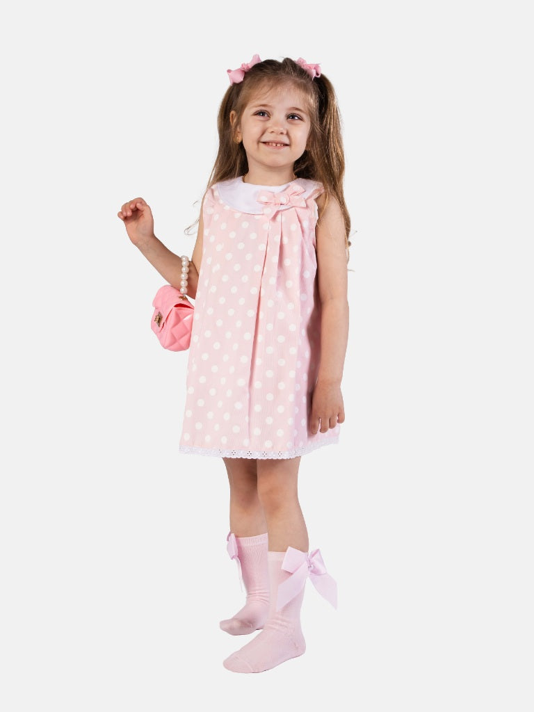 Baby Girl Valeria Collection Spanish Polka Dot Dress - Baby Pink