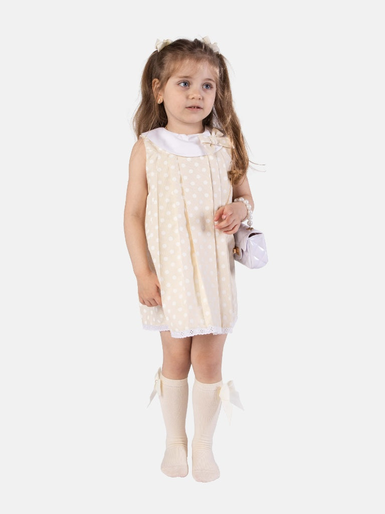 Baby Girl Valeria Collection Spanish Polka Dot Dress-Ivory/Cream