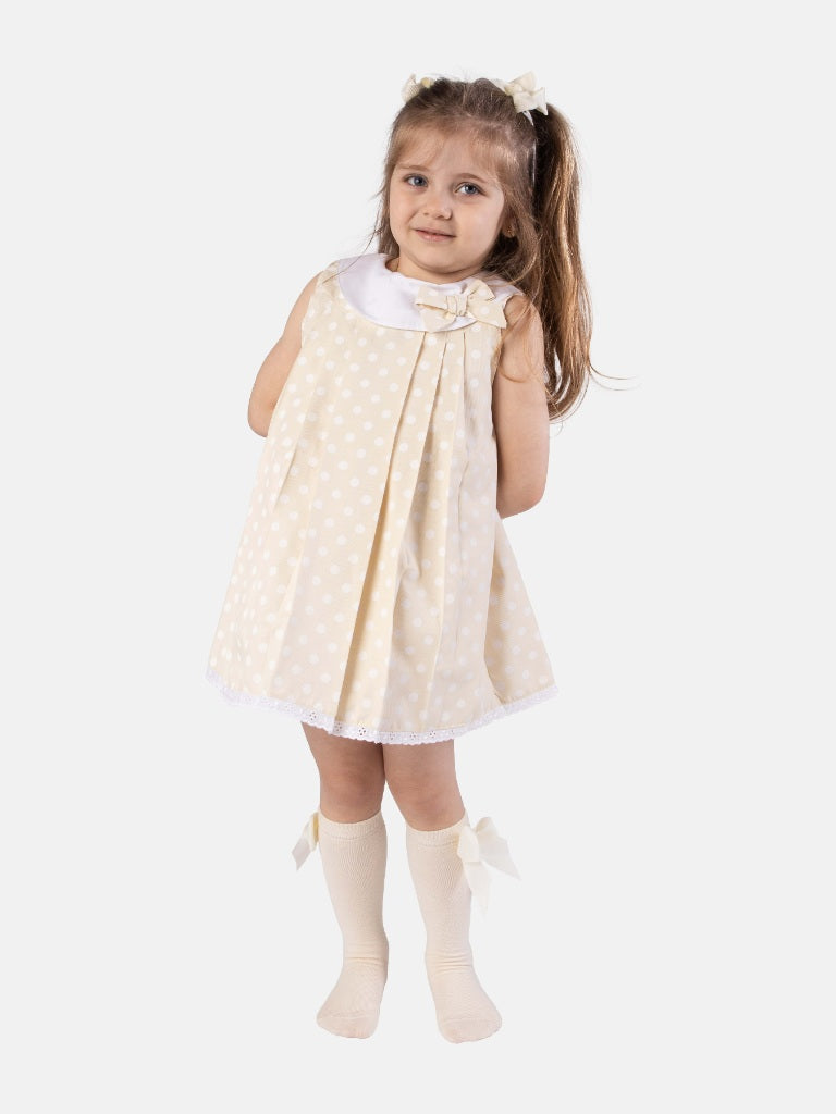 Baby Girl Valeria Collection Spanish Polka Dot Dress-Ivory/Cream