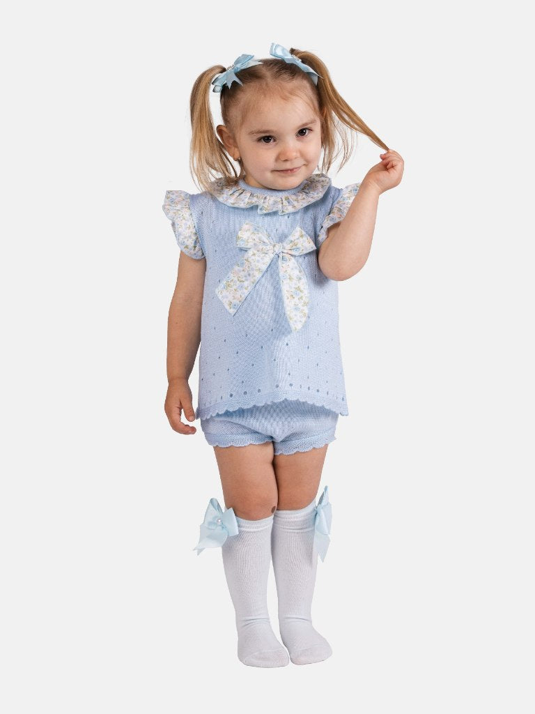 Baby Girl Nadia Collection 2 piece Spanish Knitted Set - Baby Blue