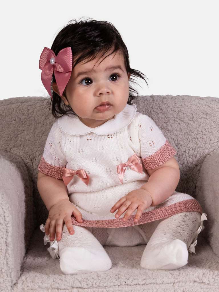 Baby Girl Lola Collection 2-Piece Knitted Dress Set - Ivory