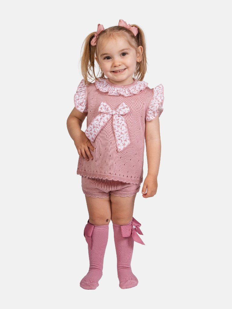 Baby Girl Nadia Collection 2 piece Spanish Knitted Set - Dusty Pink