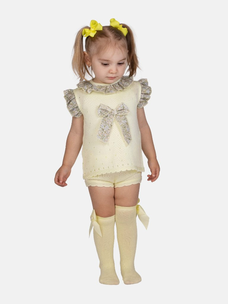 Baby Girl Nadia Collection 2 piece Spanish Knitted Set - Lemon Yellow